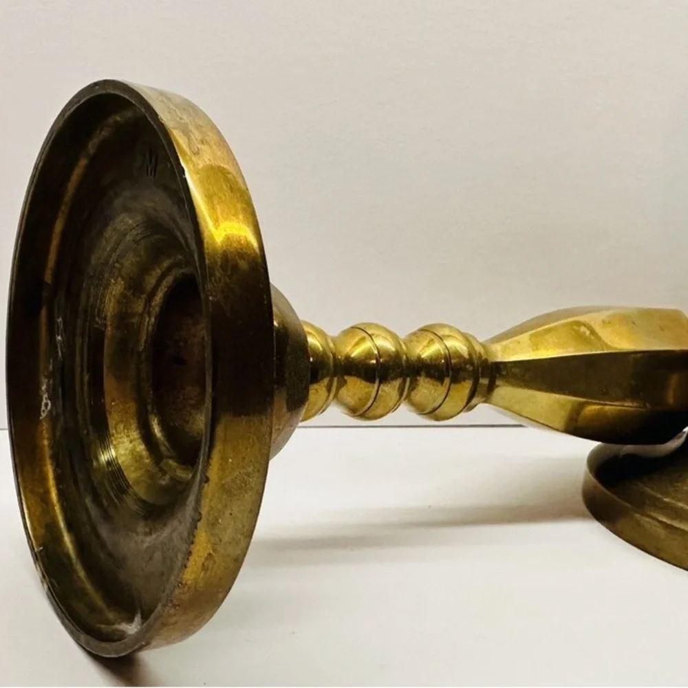 Elegant Heavy Brass Candle Holders-Vintage